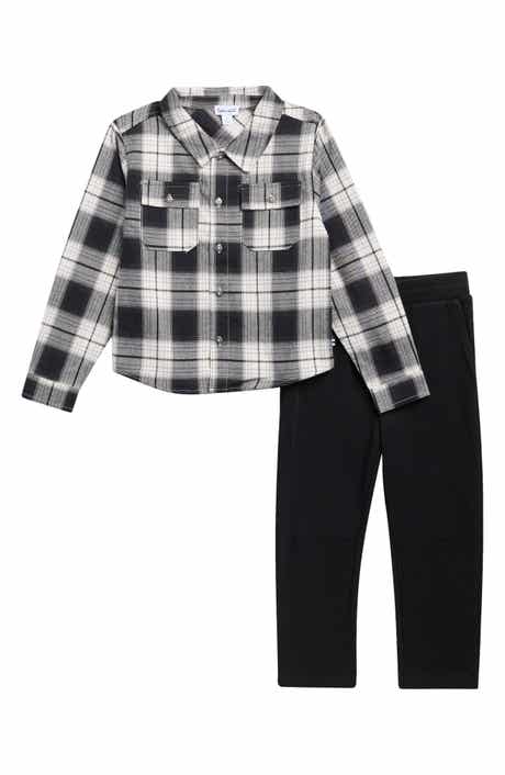 Kids' Flannel Plaid Shirt & Pants Set