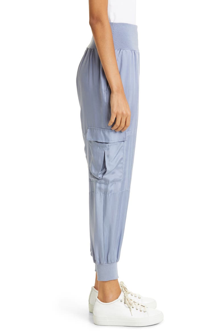 Giles Cupro Crop Cargo Joggers, Alternate, color, STONEWASH