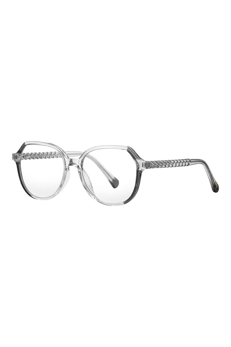 Nelli 53mm Round Blue Light Blocking Glasses, Alternate, color, TRANSPARENT GREY