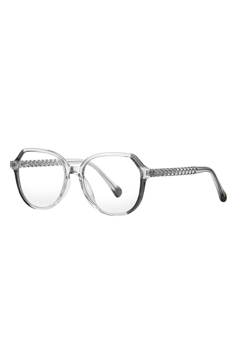 Fifth & Ninth Nelli 53mm Round Blue Light Blocking Glasses, Alternate, color, Transparent Grey