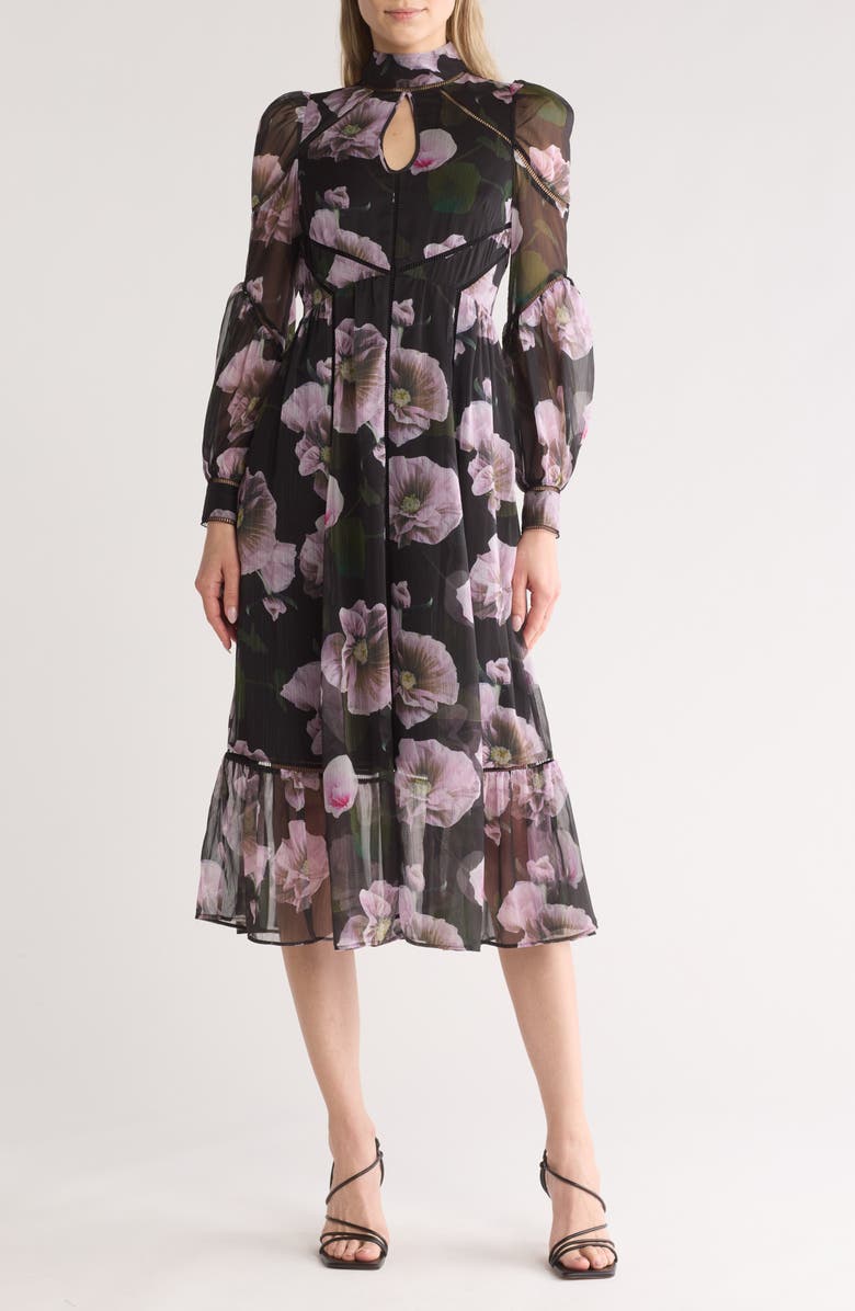 Ted Baker London Floral Long Sleeve Chiffon Dress, Main, color,