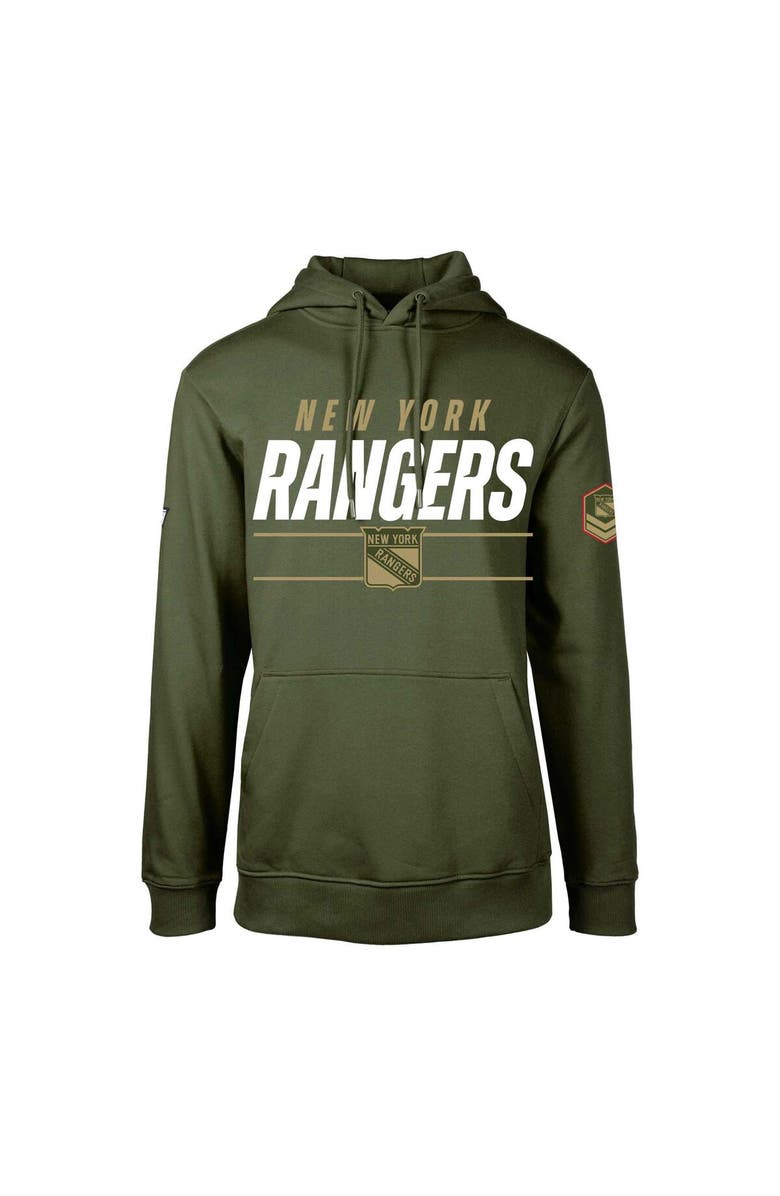 LEVELWEAR Men's Levelwear Olive New York Rangers Podium Fleece Pullover Hoodie, Alternate, color, 