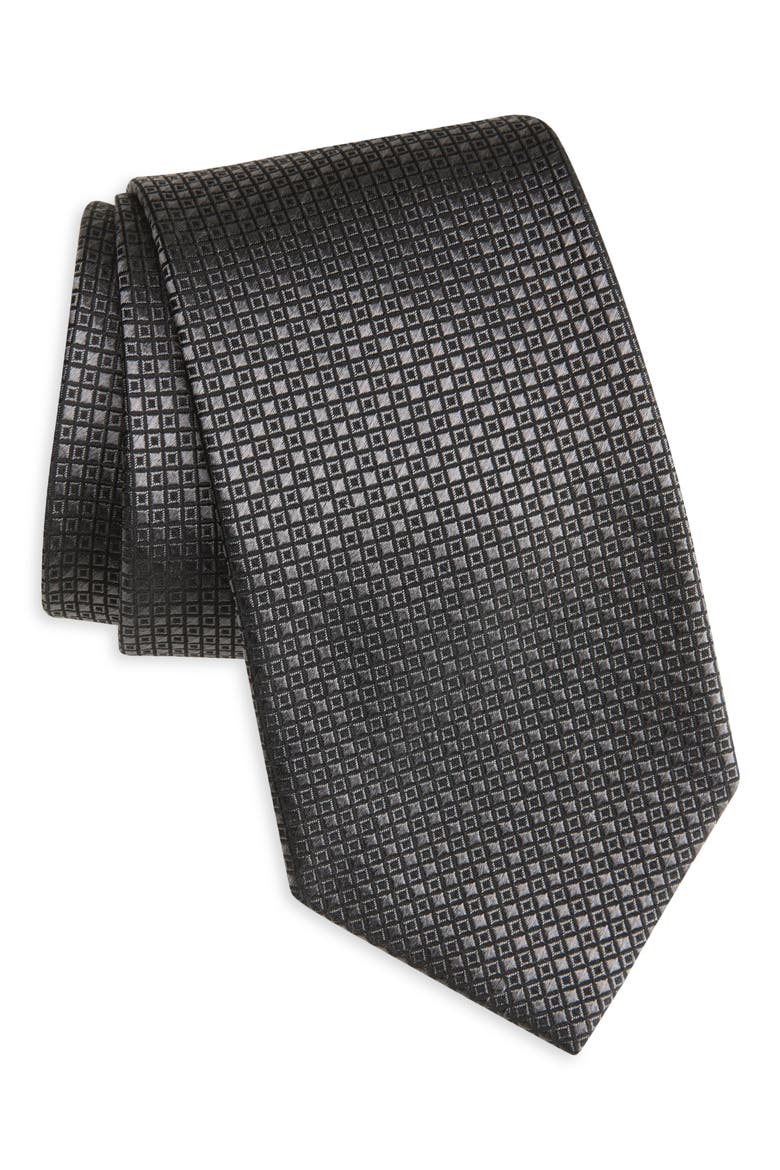Neat Silk Tie, Main, color, BLACK