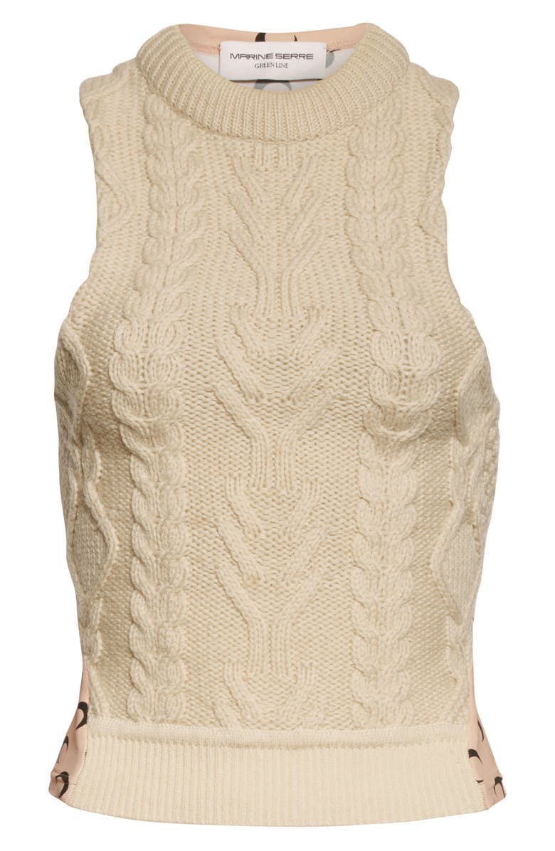 Marine Serre Upcycled Wool & Jersey Top, Alternate, color, 