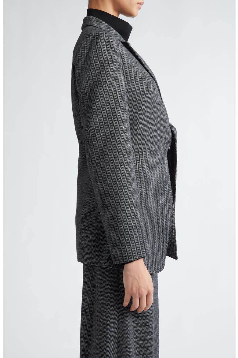 Monia Tie Front Herringbone Jersey Blazer, Alternate, color, DARK GREY