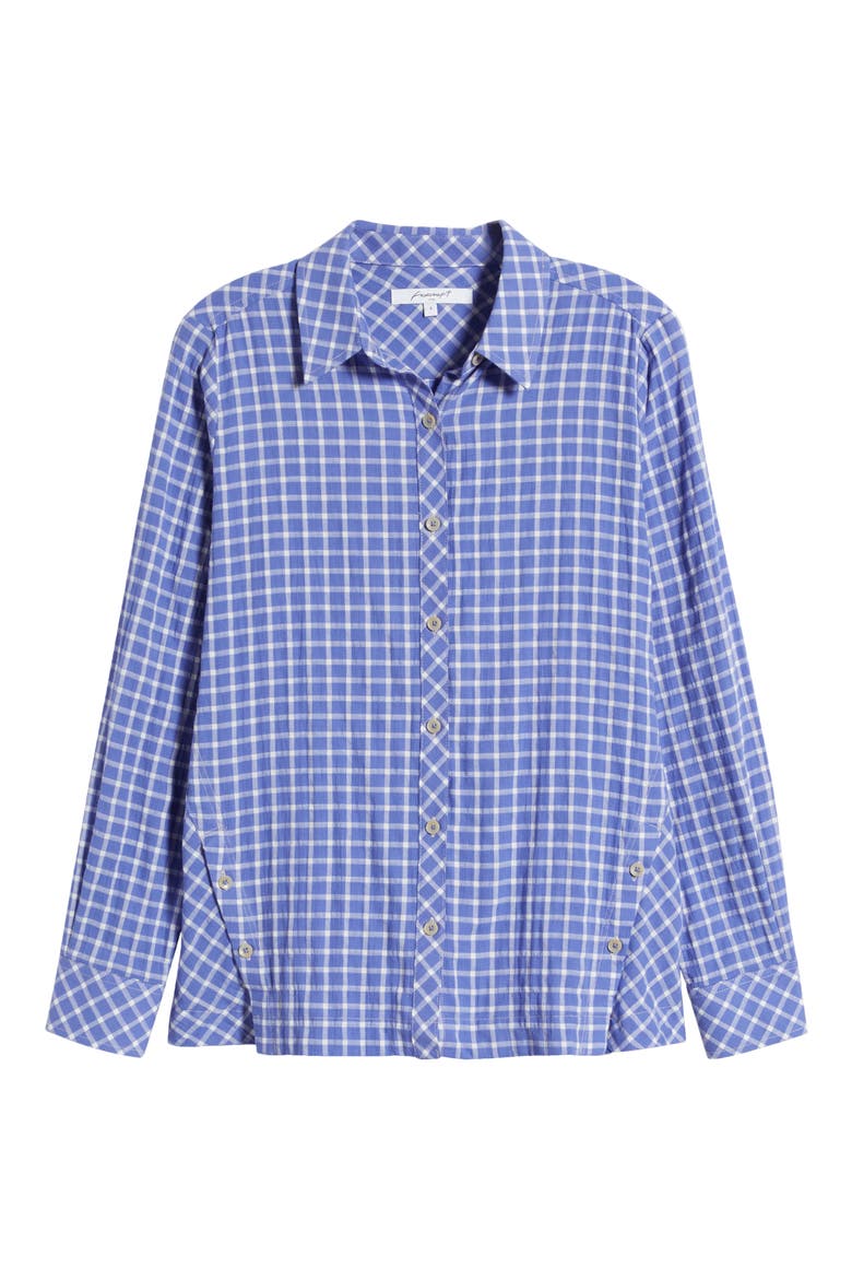 Cassie Plaid Stretch Cotton Button-Up Shirt, Alternate, color, IRIS BLOOM