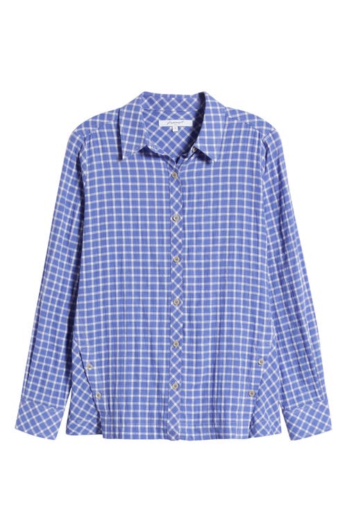 Foxcroft Cassie Plaid Stretch Cotton Button-up Shirt In Iris Bloom