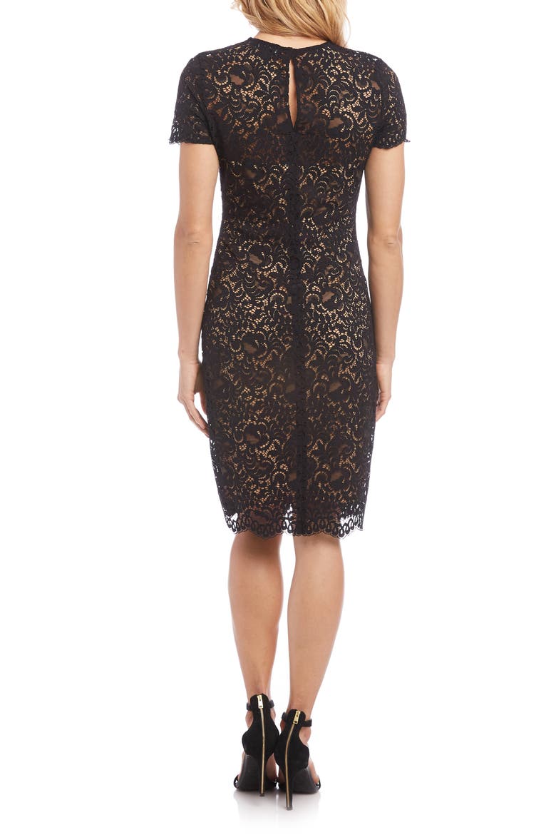 Paris Lace Cocktail Dress, Alternate, color, BLACK W/NUDE