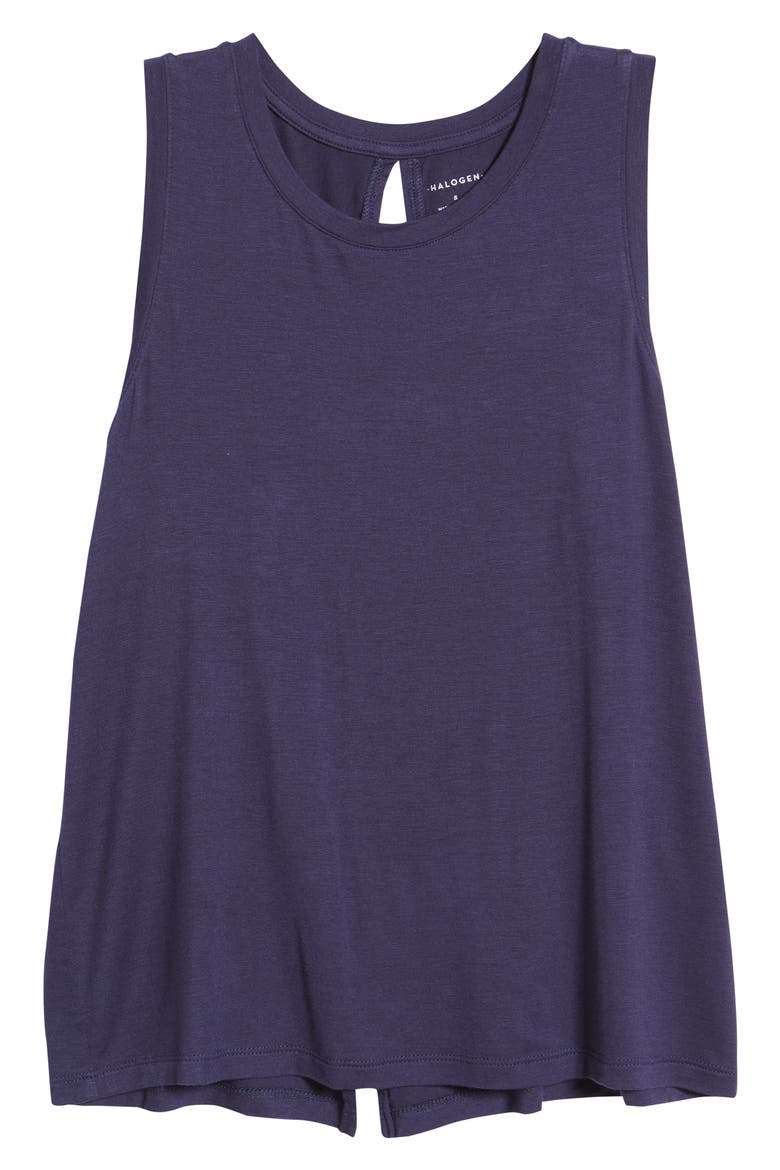 Halogen Crewneck High-Low Tank, Alternate, color, NAVY PEACOAT