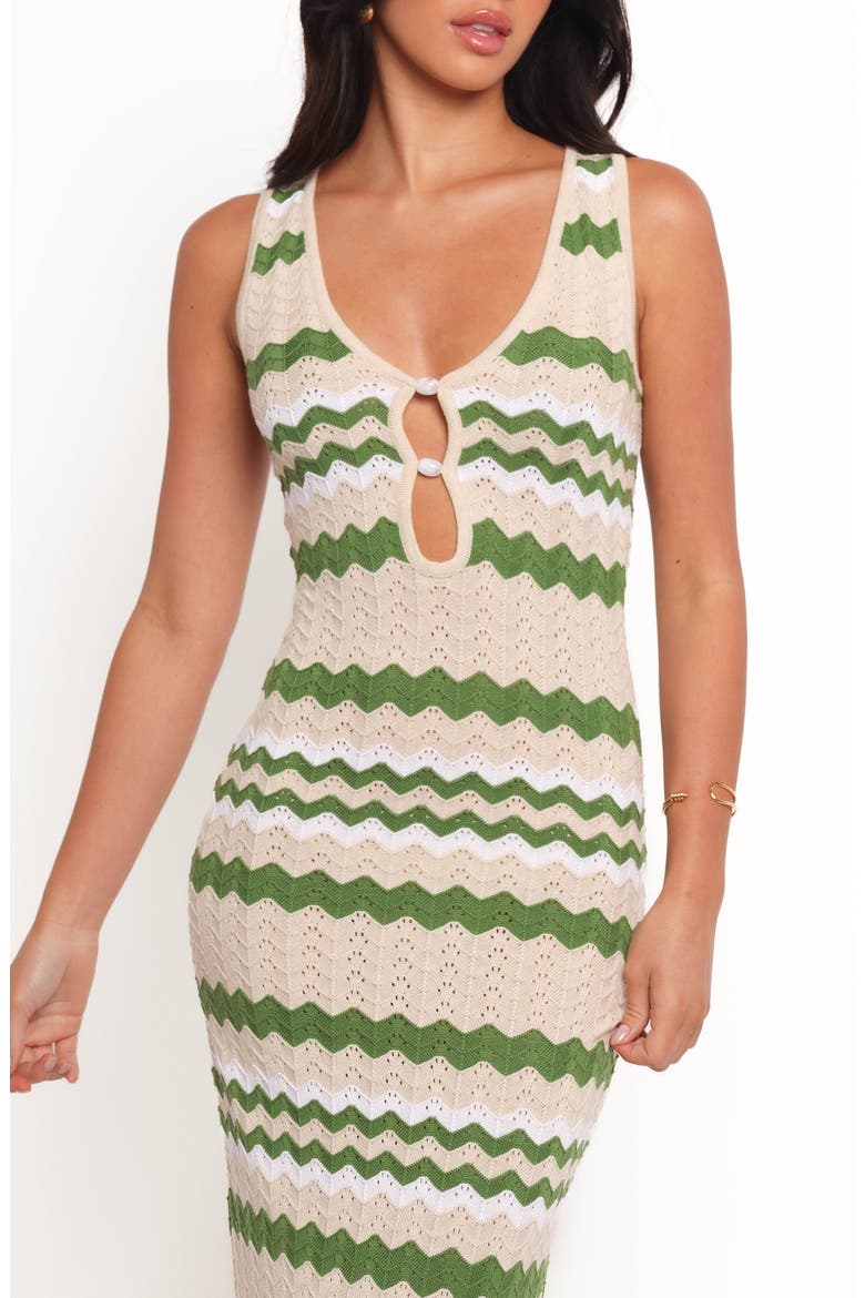 Hubert Chevron Pointelle Knit Maxi Dress, Alternate, color, KHAKI MULTI