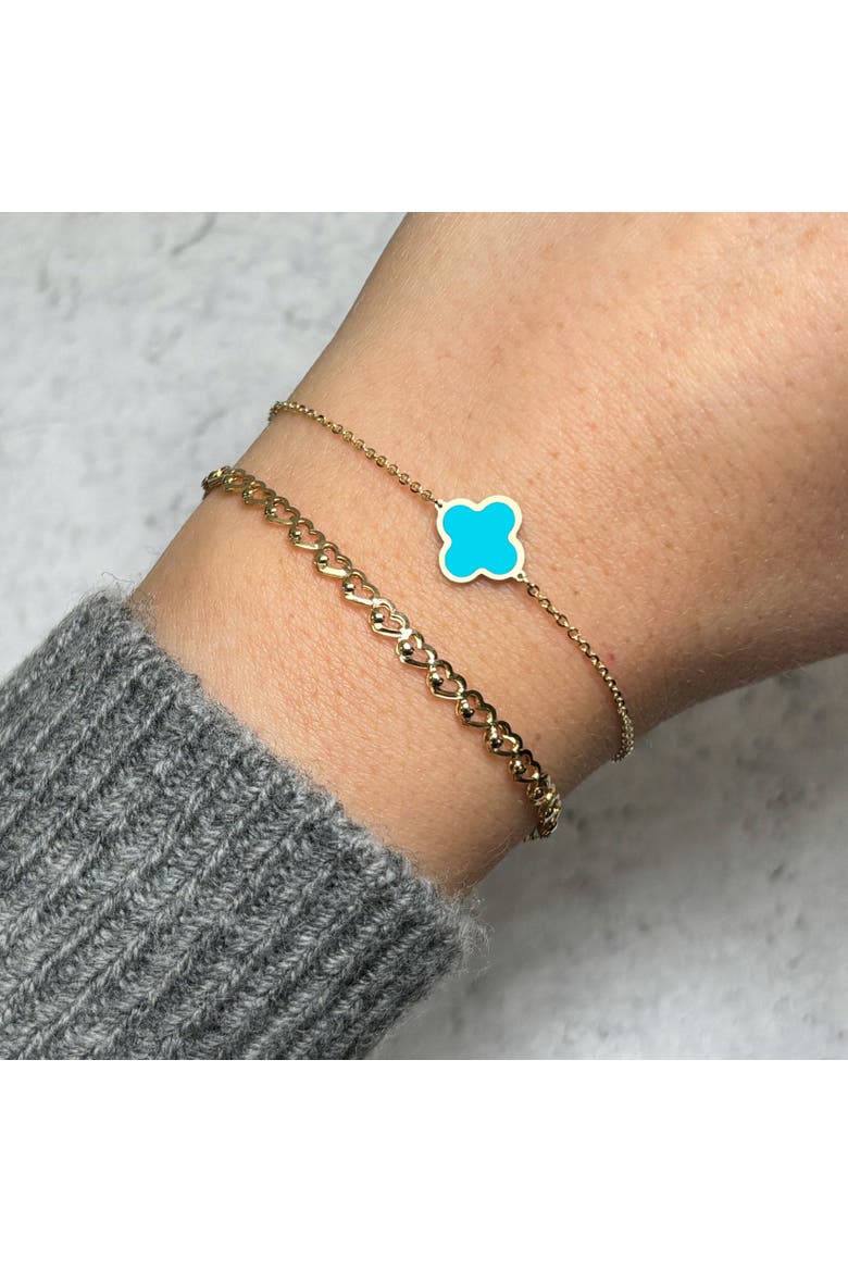Small Turquoise Single Clover Bracelet, Alternate, color, Turquoise