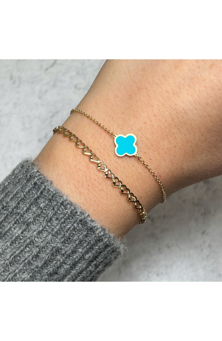 The Lovery Fine Jewelry Small Turquoise Single Clover Bracelet, Alternate, color, Turquoise