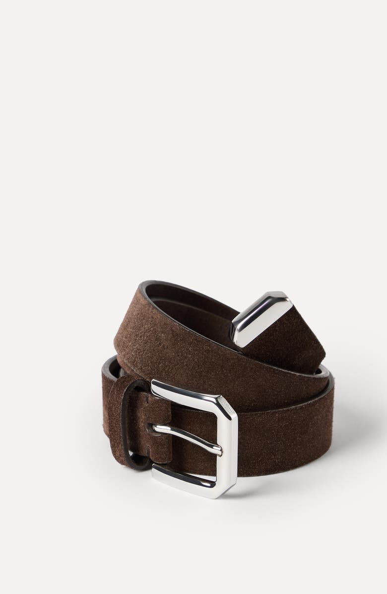 Brunello Cucinelli Reversed leather belt, Alternate, color, Rust Brown
