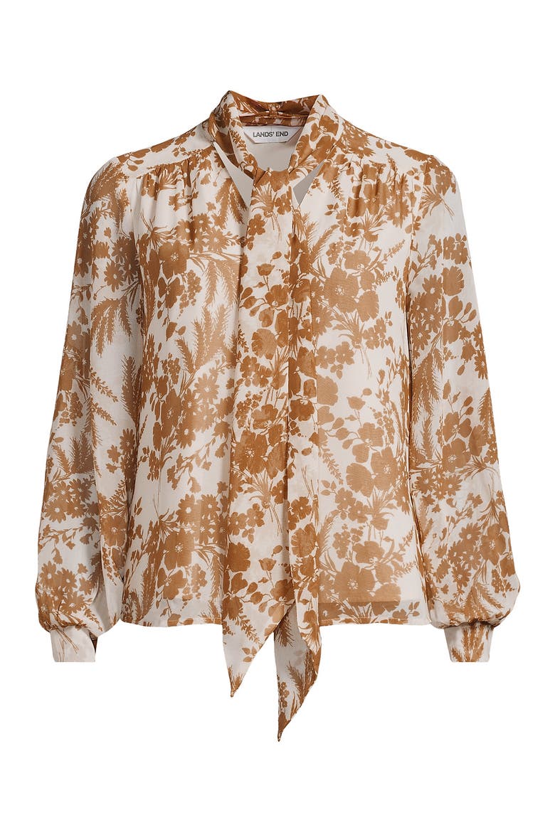 Plus Size Chiffon Removable Tie Neck Blouse, Alternate, color, Pink Opal Wildflowers