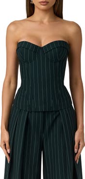 Naked Wardrobe Pinstripe Strapless Bustier