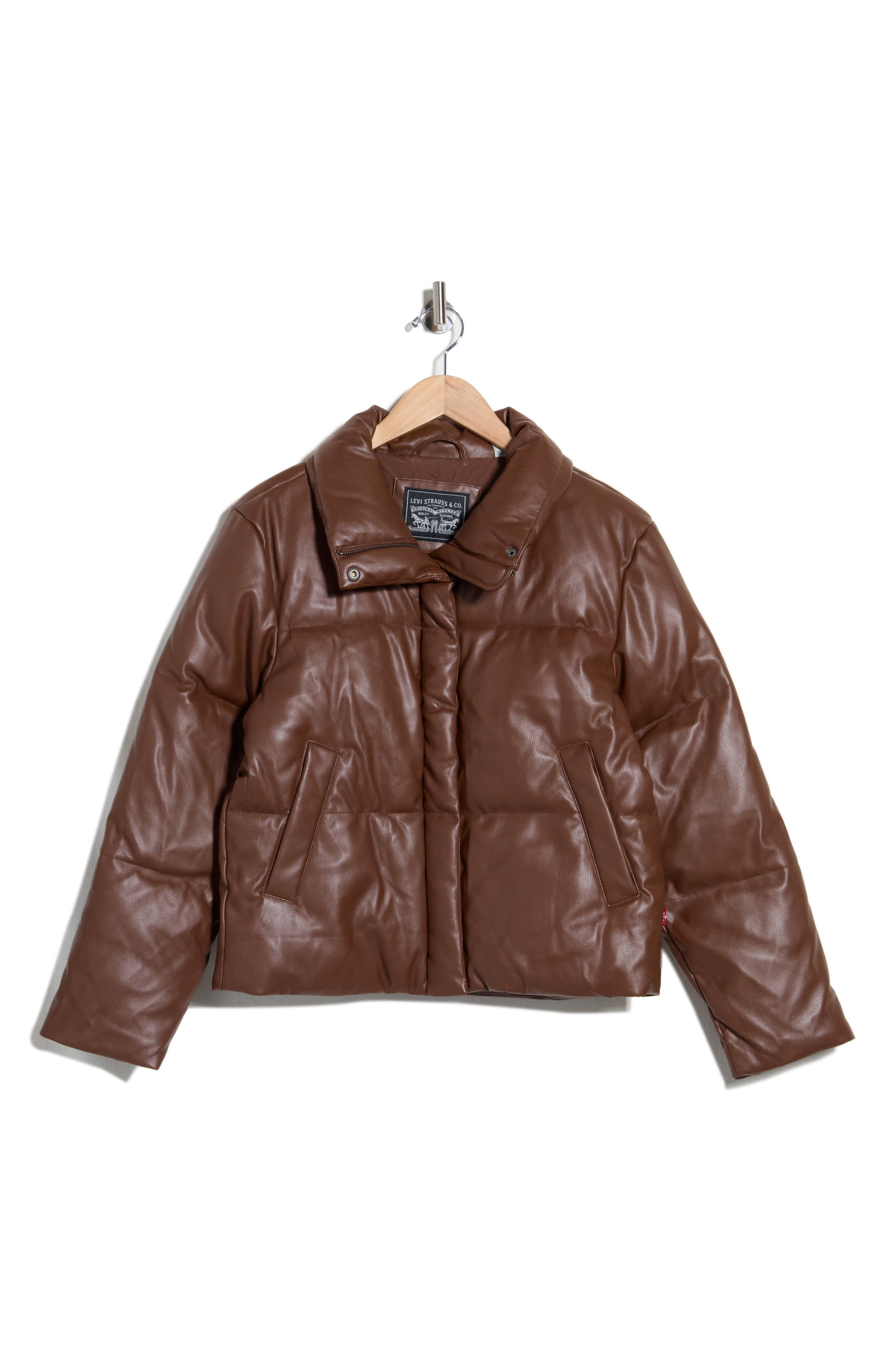 Faux Leather Puffer Jacket