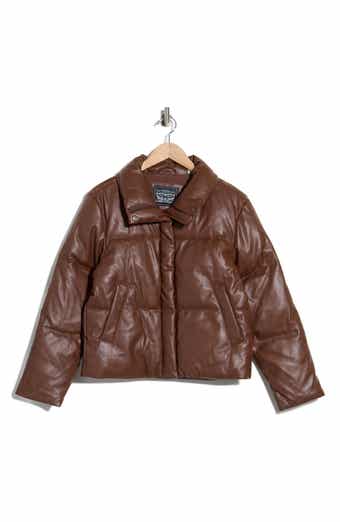 Faux Leather Puffer Jacket