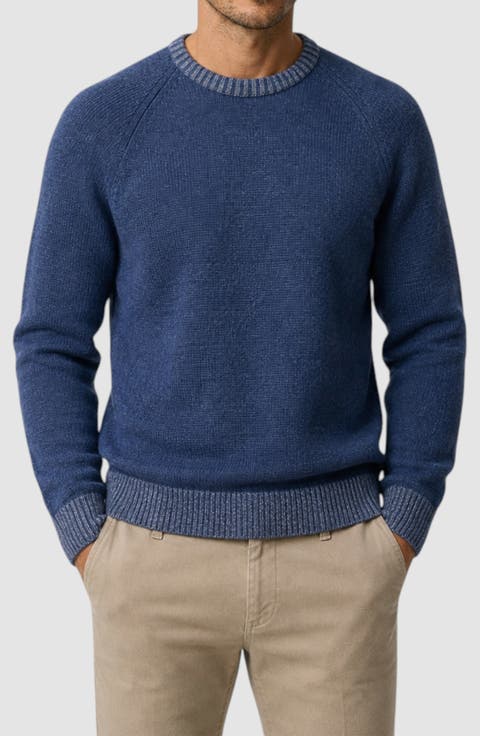 Contrast Crewneck Wool Blend Sweater