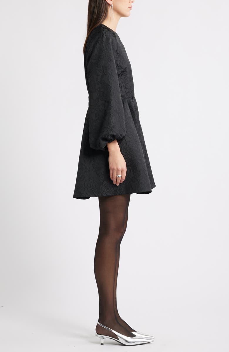 Caslon<sup>®</sup> Long Sleeve Jacquard Minidress, Alternate, color, Black Jacquard
