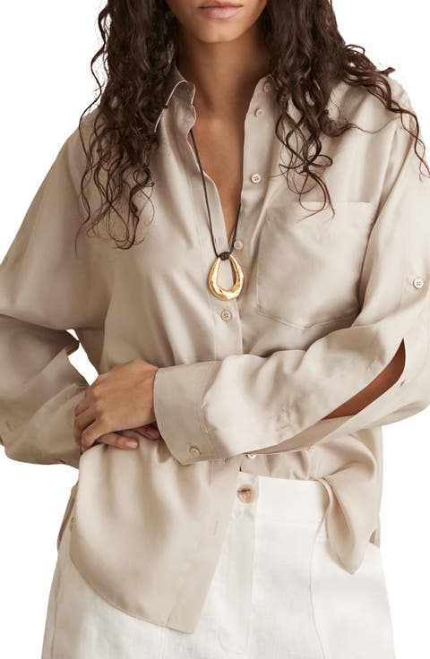 Reenie Sleeve Placket Silk Shirt