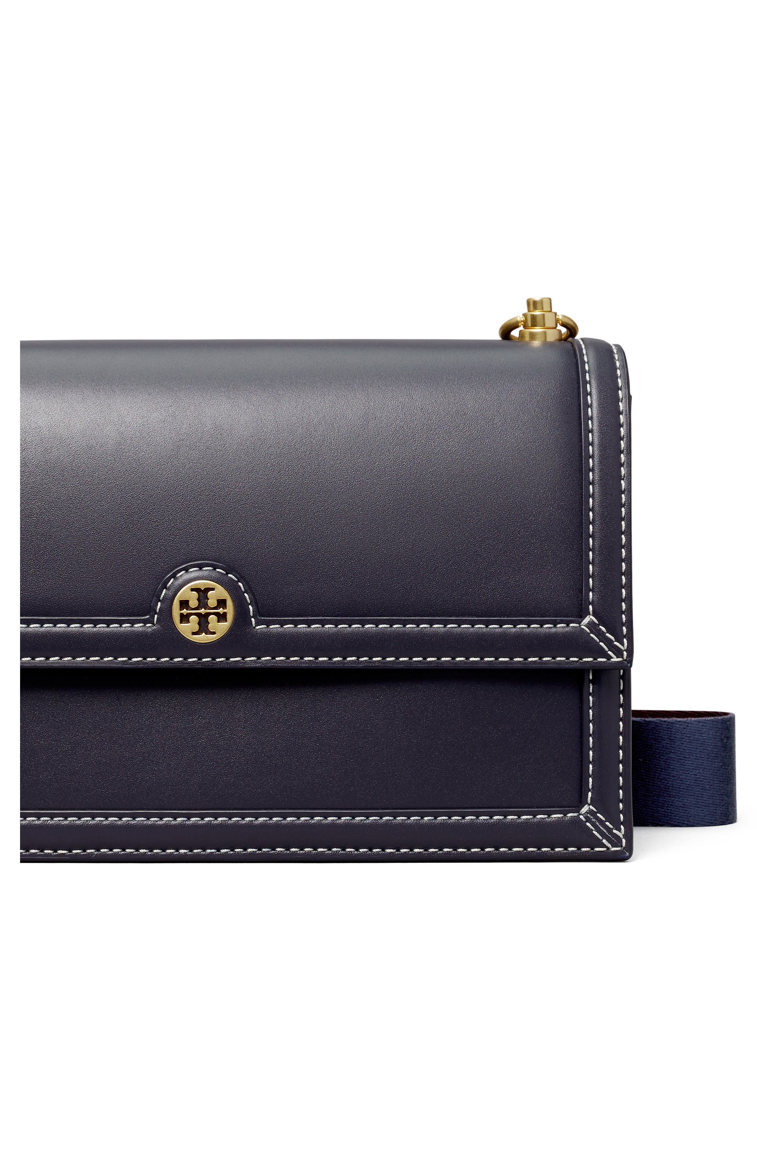 T Monogram Leather Shoulder Bag, Alternate, color, MIDNIGHT