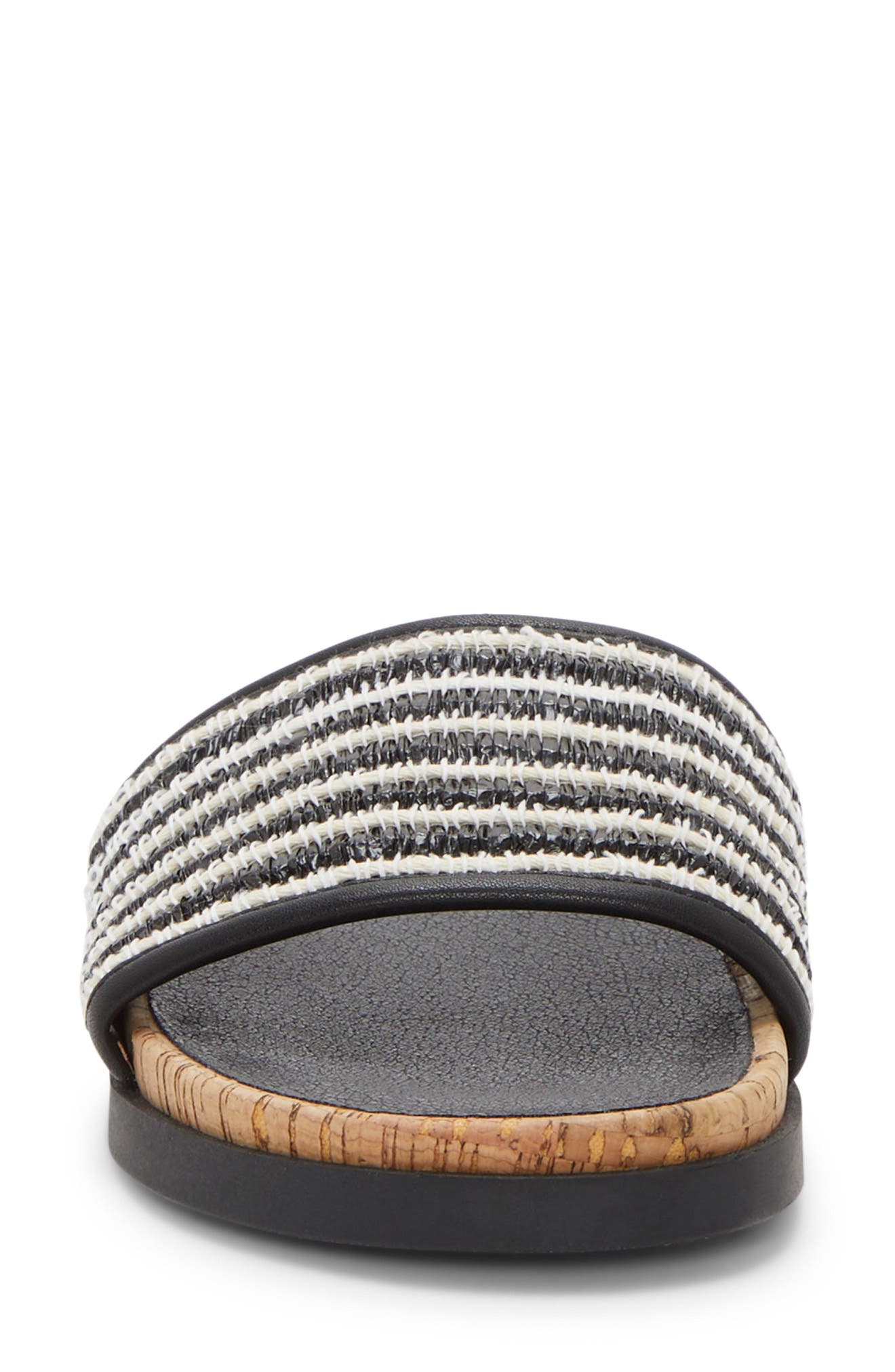 Lucky Brand Dylina Slide Sandal, Alternate, color, Black Multi Raffia