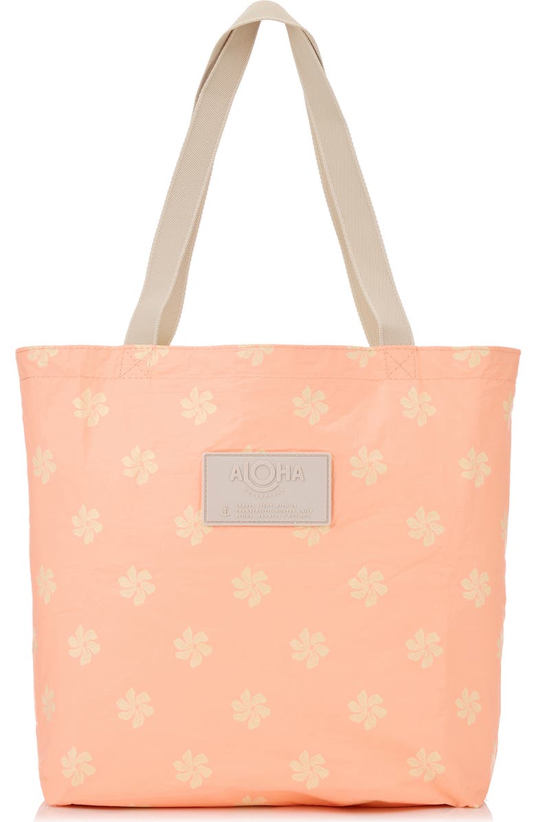 Aloha Collection Casa Gardenia Reversible Water Resistant Tyvek<sup>®</sup> Tote, Main, color, Peachy