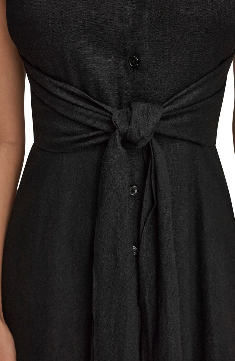 DONNA KARAN WEEKEND Sleeveless Linen Blend Shirtdress, Alternate, color, Black