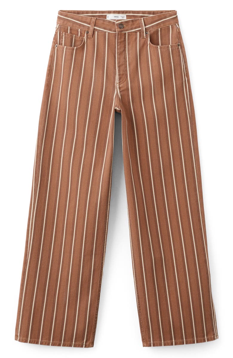 MANGO Stripe Straight Leg Jeans, Main, color, Medium Brown