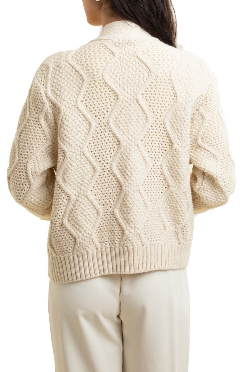 SAACHI Faux Pearl Open Knit Cardigan, Alternate, color, Ivory