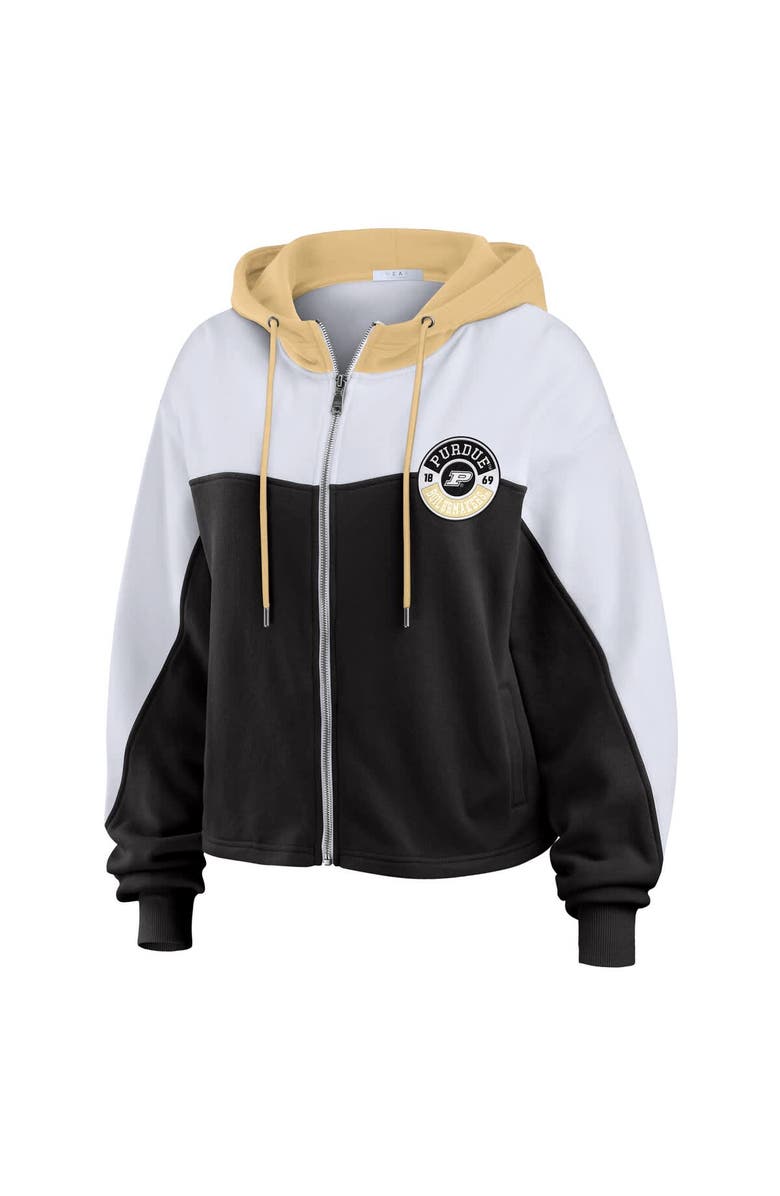 WEAR by Erin Andrews Women's WEAR by Erin Andrews Black Purdue Boilermakers Color-Block Full-Zip Hoodie, Alternate, color,