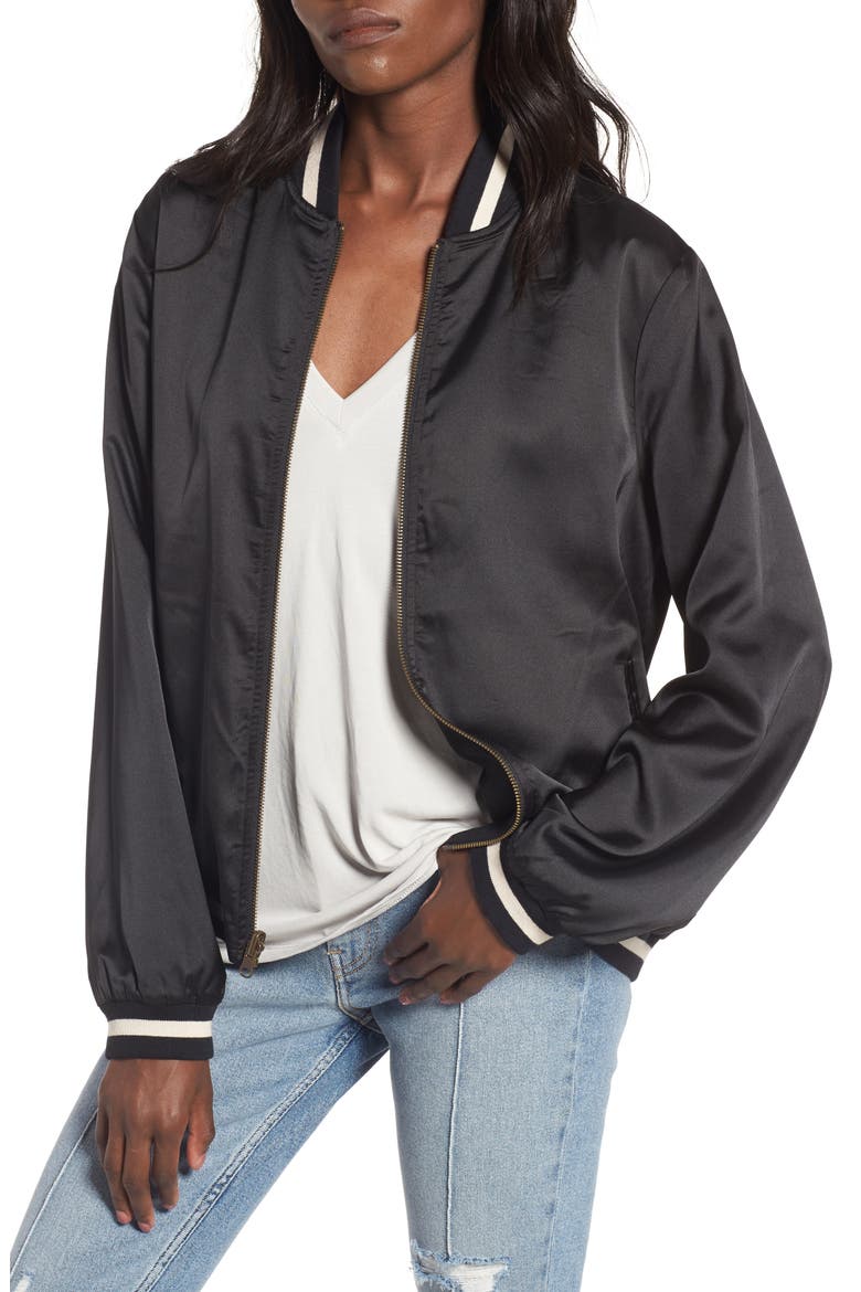 Reversible Bomber Jacket, Alternate, color, BLACK AND FLORAL