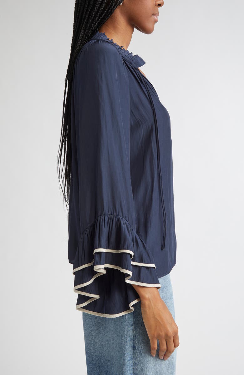 Ramy Brook Jo Tiered Sleeve Top, Alternate, color, Navy