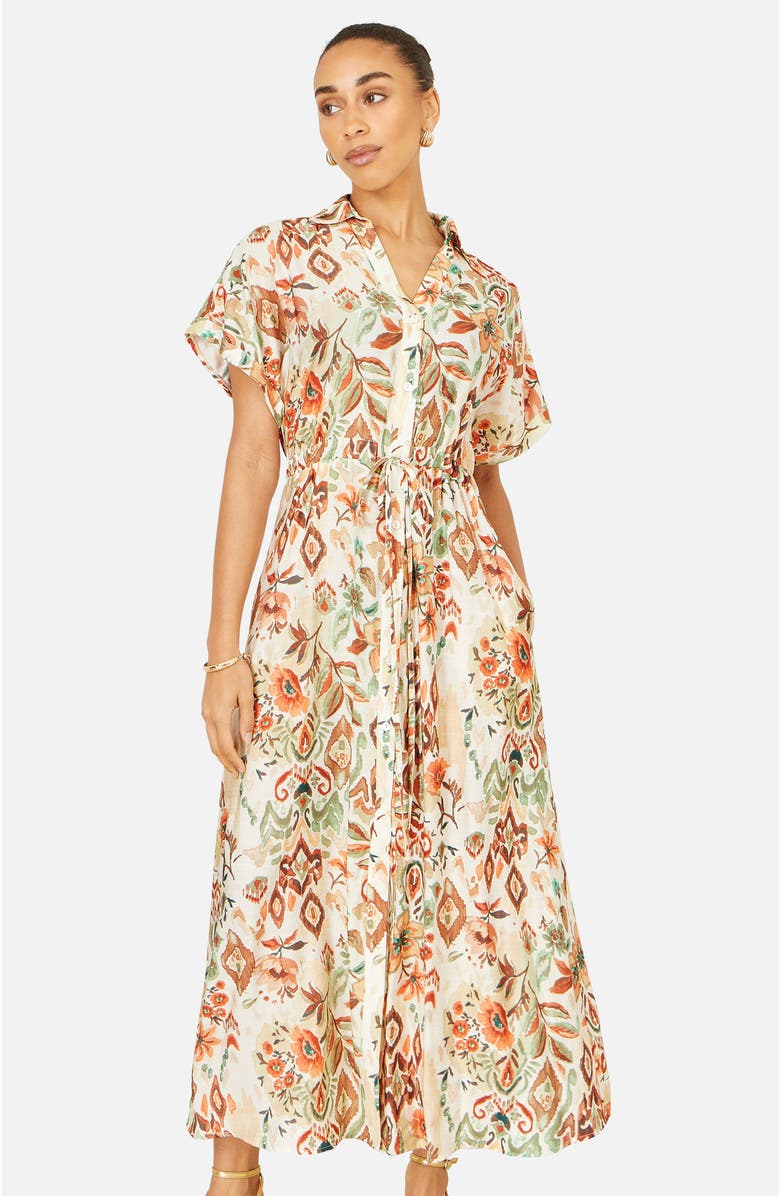 Yumi Relaxed Boho Print Maxi Shirt Dress, Main, color, Ivory