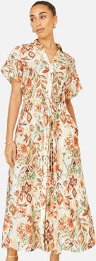 Yumi Relaxed Boho Print Maxi Shirt Dress