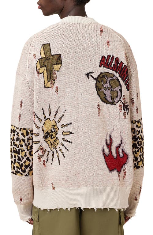 Allsaints Jay Distressed Jacquard Cardigan