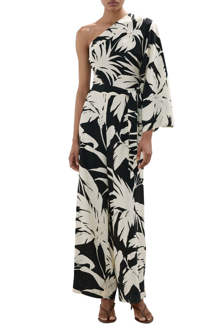 Asymmetrical Flare Sleeve Jumpsuit, Main, color, ECRU