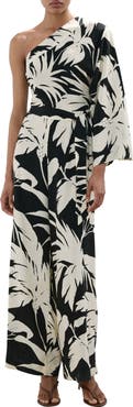MANGO Asymmetrical Flare Sleeve Jumpsuit