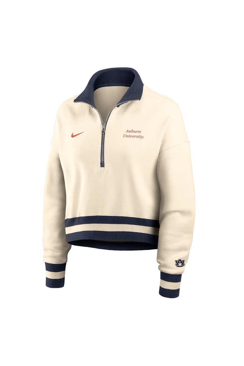Women's Nike Tan Auburn Tigers Legacy Half-Zip Sweatshirt, Alternate, color, Cream