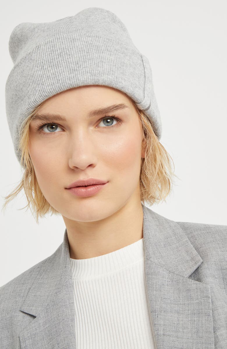 Brunello Cucinelli Knit beanie, Alternate, color, Light Grey