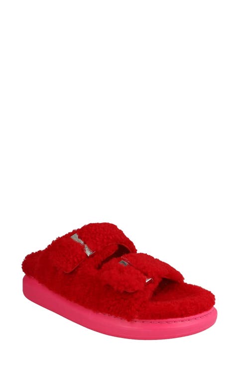 Genuine Shearling Slide Sandal (Women)