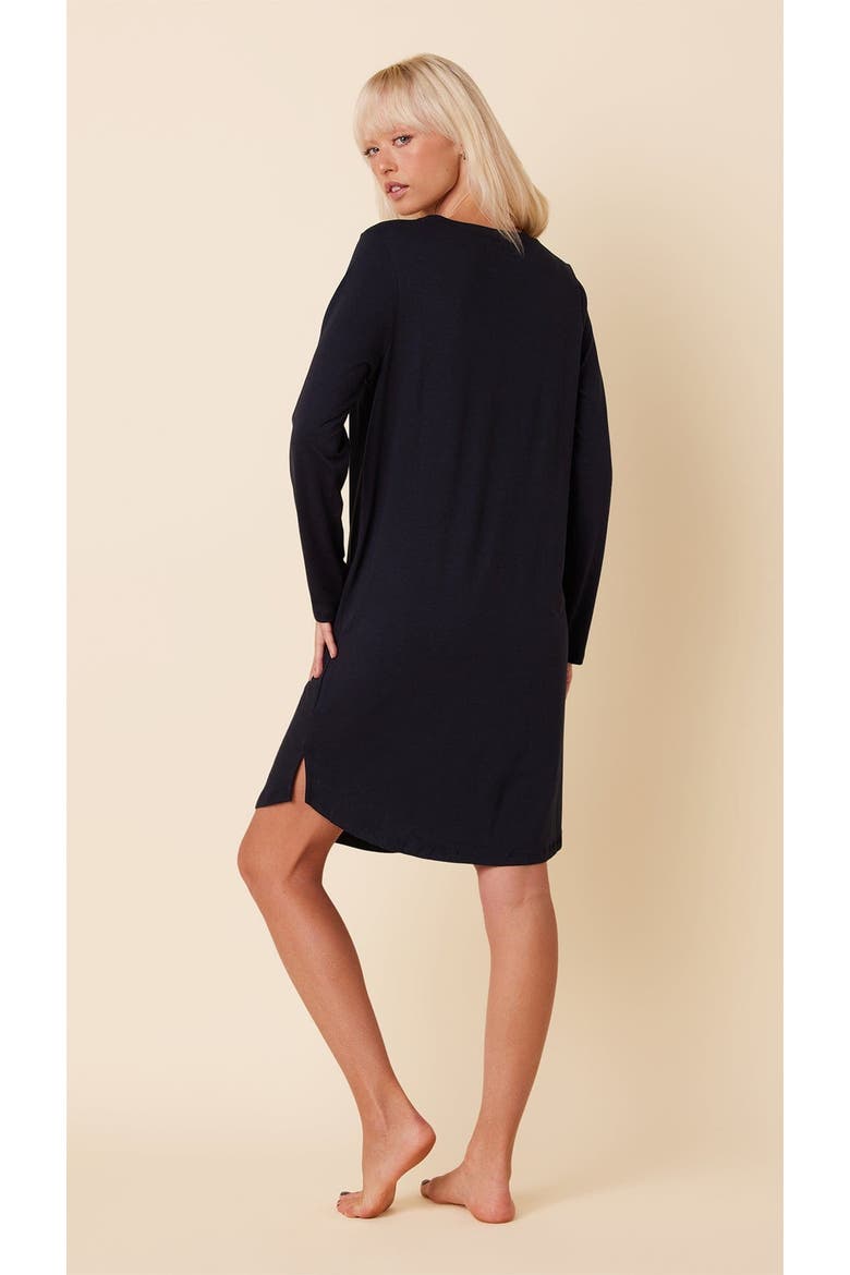 Pima Knit Long-Sleeved Sleep Shirt, Alternate, color, Classic Midnight