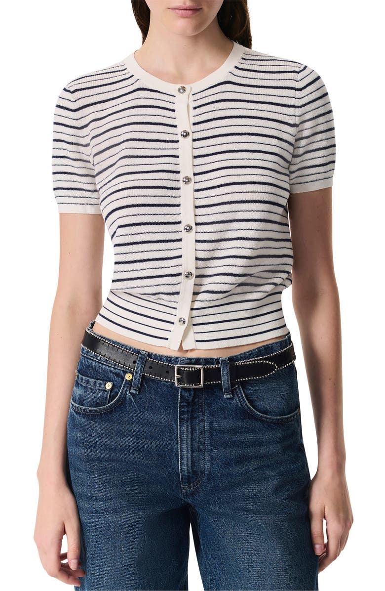 rag & bone Dina Stripe Short Sleeve Cardigan, Main, color, 