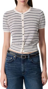 rag & bone Dina Stripe Short Sleeve Cardigan