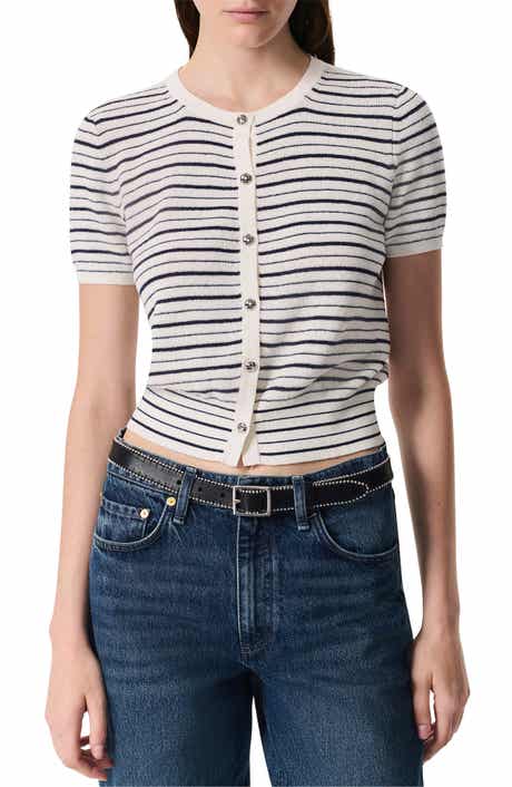 rag & bone Dina Stripe Short Sleeve Cardigan