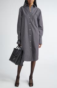 TOTEME Stripe Oversize Long Sleeve Organic Cotton Poplin Shirtdress