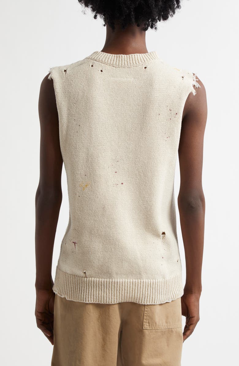MM6 Maison Margiela Distressed Cotton Blend Sweater Vest, Alternate, color, 