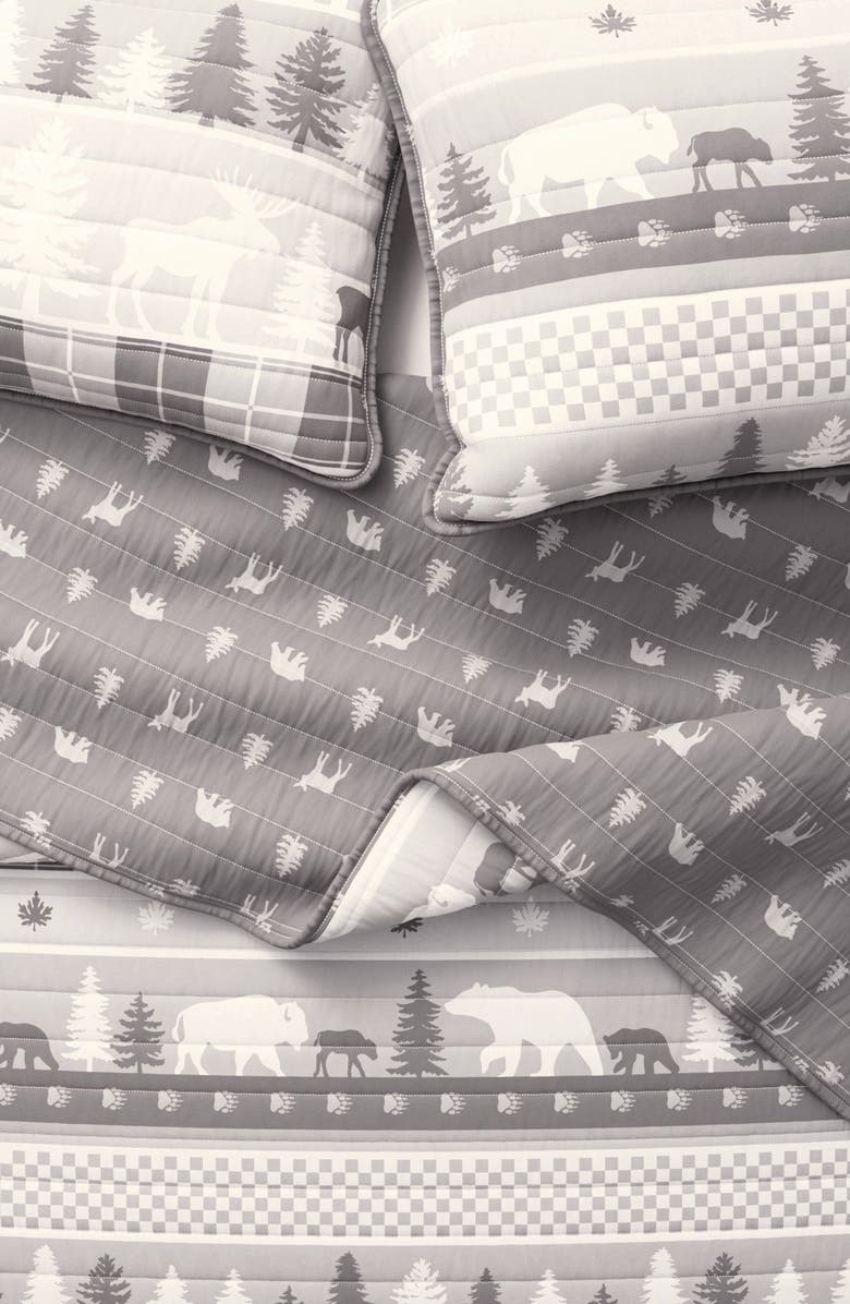 Woven & Weft Patchwork 3-Piece Quilt Set, Alternate, color, Rustic Landscape Grey