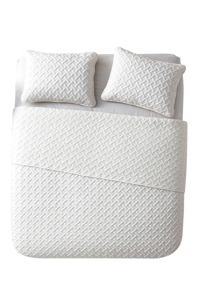 VCNY HOME Nina Embossed Basketweave Quilt Set - Full/Queen, Alternate, color, White