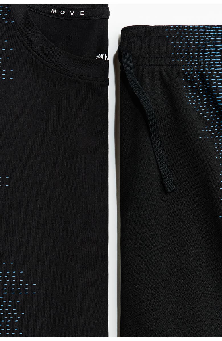 H&M 2-piece sports set with drymove, Alternate, color, Black/Patterned